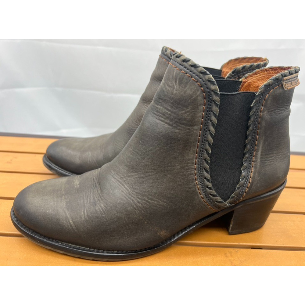 Pikolinos Andorra Leather Ankle Chelsea Boots Drk Grey Sz EU 41US 9.5-10 Artisan